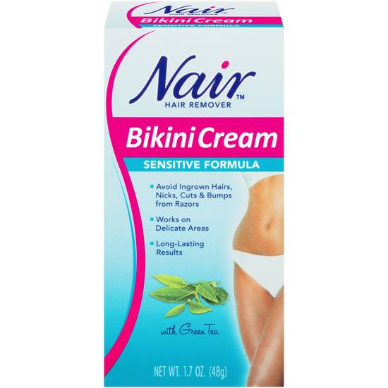 Nair Hair Remover Glides Away Sensitive Formula with Coconut Oil, for Bikini, Arms & Underarms, 1.7 oz.