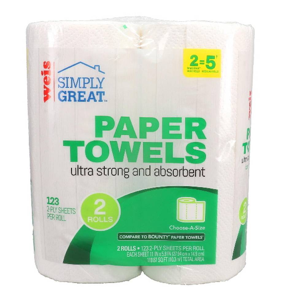 Weis Simply Great Ultra Paper Towels, 11"*5.9" (2 ct)