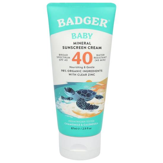 Badger Chamomile & Calendula Mineral Sunscreen Cream Spf 40
