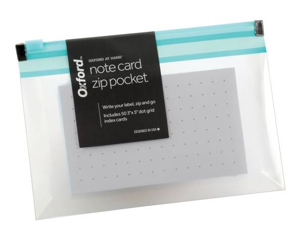 Oxford® At Hand Note Card Zip Pocket, Shoreline Blue