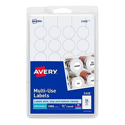 Avery Print or Write Removable Coding Round Labels, White (24 ct)