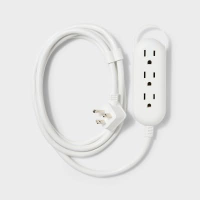 Heyday Flat Plug 3 Outlet Indoor Extension Cord, 6 ft-S, White