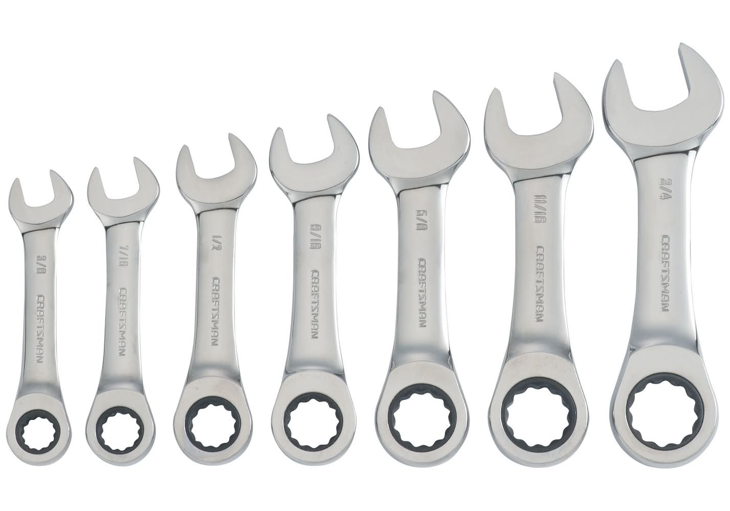 Craftsman Sae Stubby Ratcheting Combination Wrench Set 7 Pc