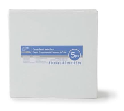 Artist's Loft Canvas Panel Value pack, 6 in x 6 in, White (5 ct)