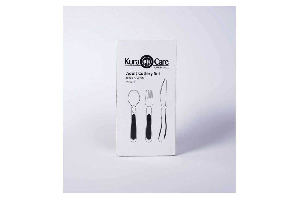 NRS Healthcare Black - White, Kura Care Adult Cutlery Set