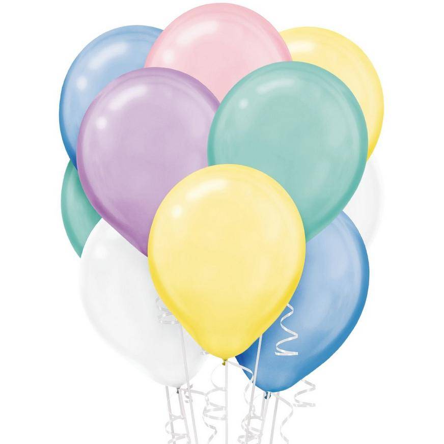 Uninflated 72ct, 12in, Assorted Pastel Pearl Balloons