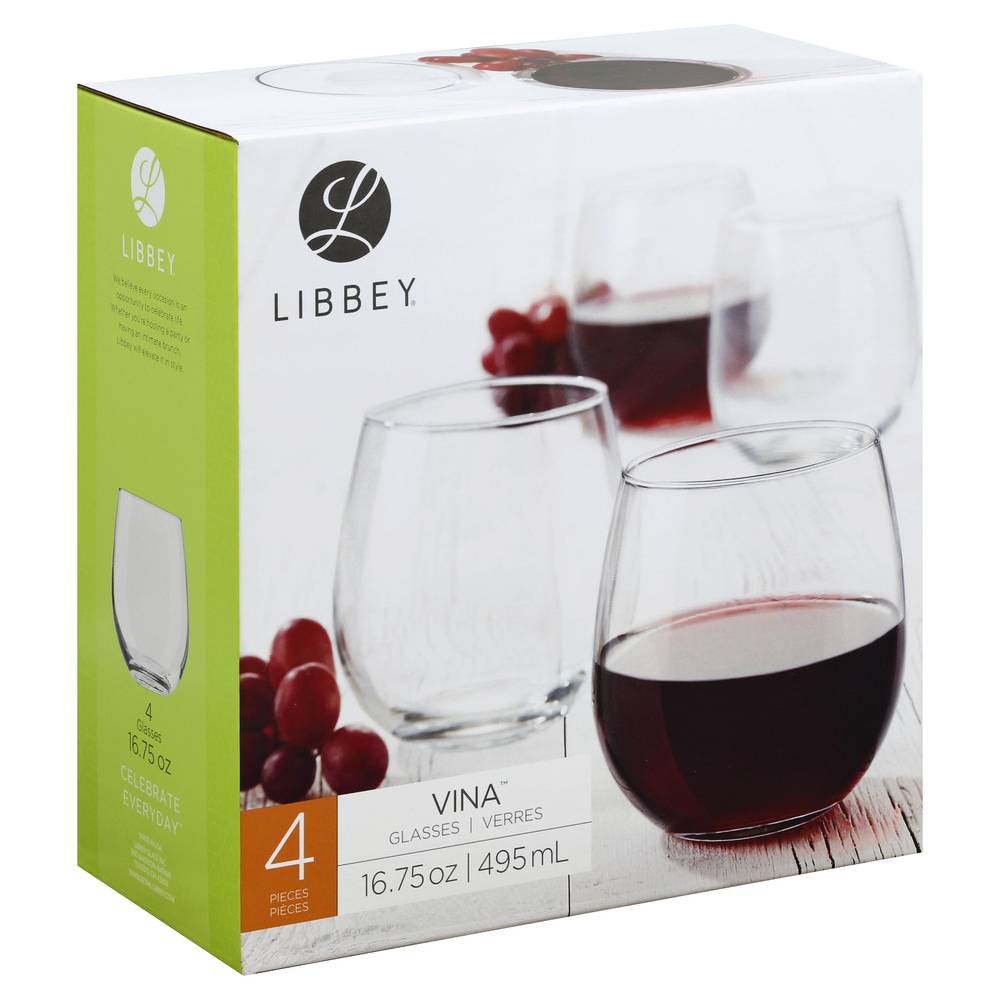 Libbey Vina Stemless Red Glasses