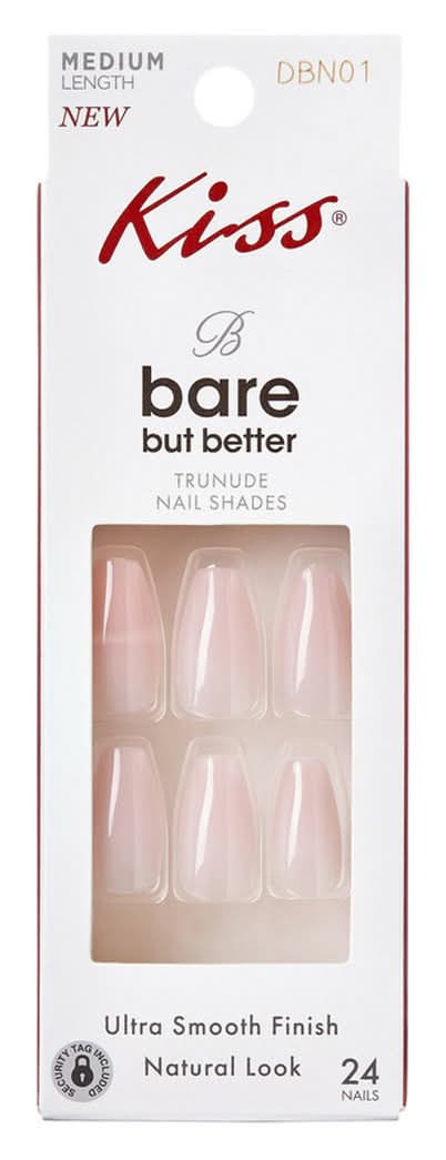 KISS Bare But Better Fake Nails, Medium, Gentle Garden (24 ct)