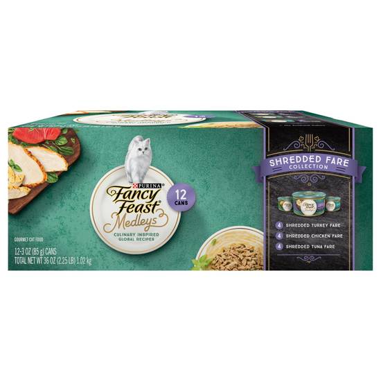 Fancy Feast Medleys Shredded Fare Collection Wet Cat Food (12 pack, 3 oz)