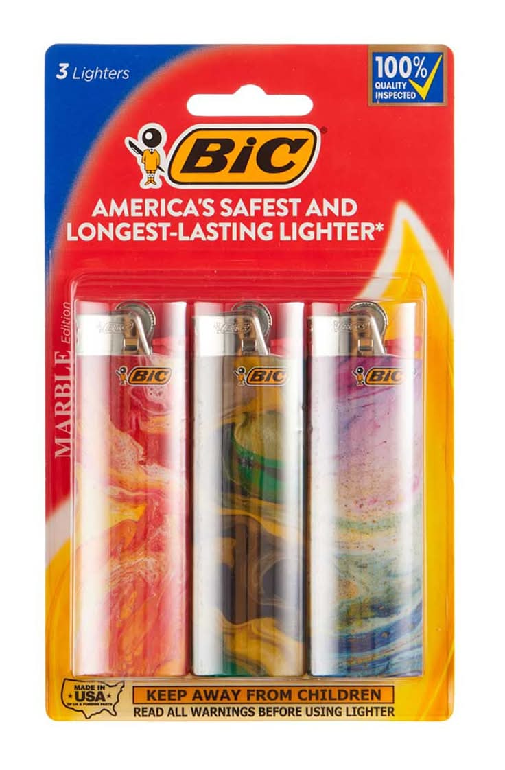 BiC Special Edition Marble Series Lighters Pocket Style Assorted Colors 3ct