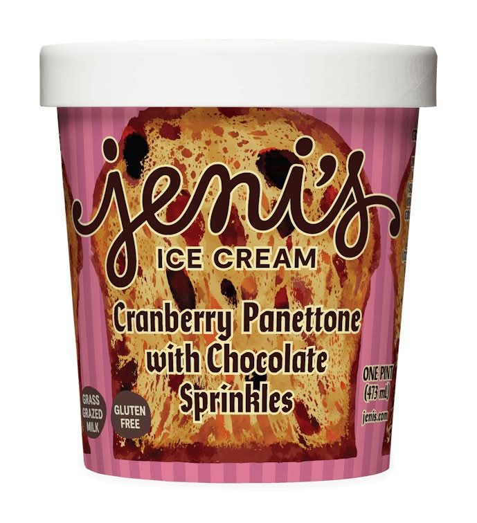 Cranberry Panettone with Chocolate Sprinkles Ice Cream Pint