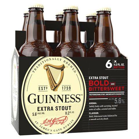 Guinness Extra Stout 6 Pack 11.2oz Bottle