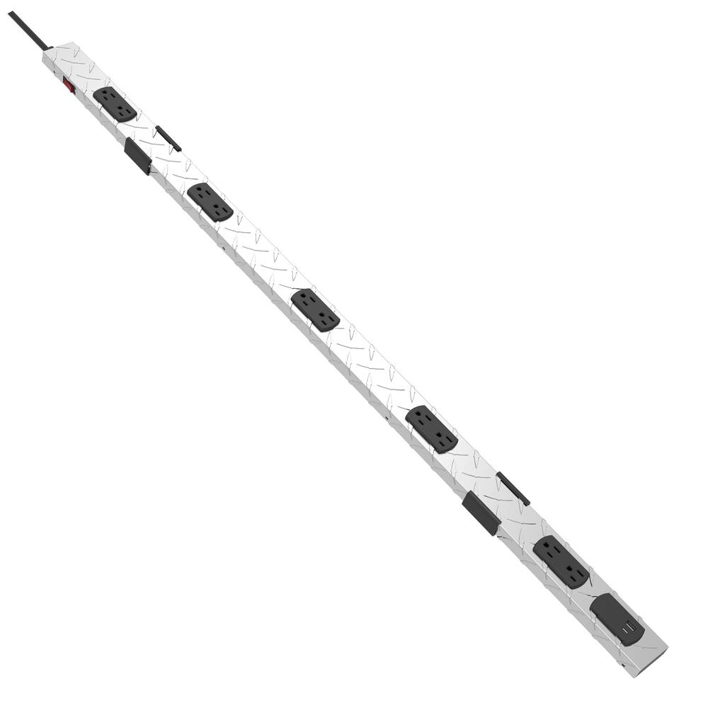 Utilitech 10-Outlet Heavy Power Strip USB A/C 48-in L Silver Raceway | LTS-10Z2300L-2U