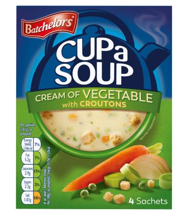 Batchelors Cup a Soup Cream Of Vegetable With Croutons Sachets (4 pack)