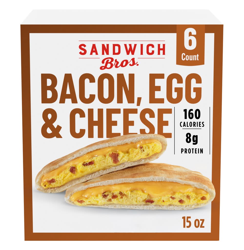 Sandwich Bros. Pita Snack Sandwiches, Bacon-Egg-Cheese (15 oz, 6 ct)