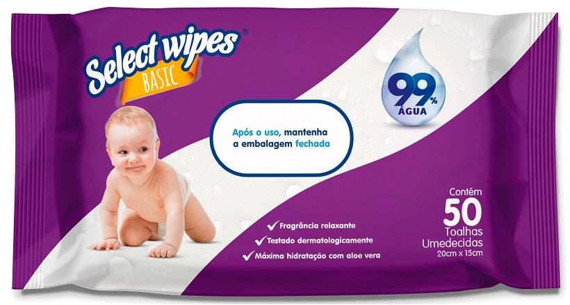 Select wipes toalhas umedecidas basic (50 toalhas)