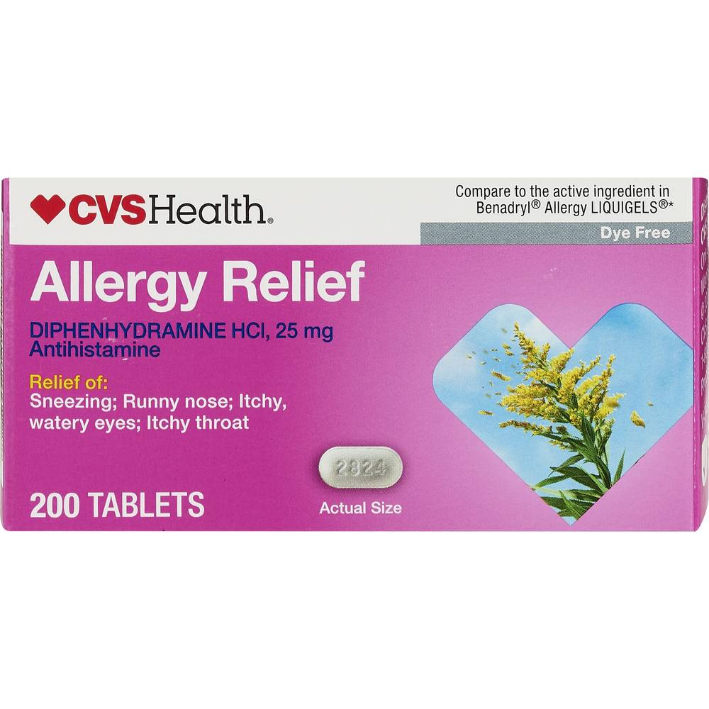 Cvs Health Allergy Relief Dye Free Diphenhydramine Hcl