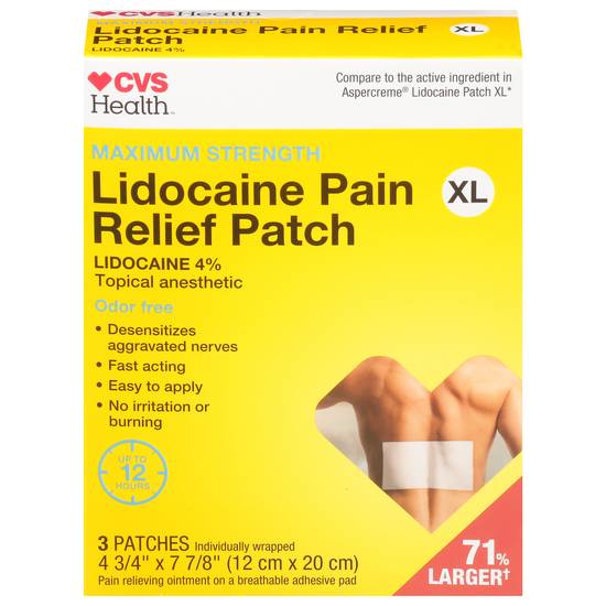 Cvs Health Maximum Strength Lidocaine Pain Relief Patch Xl