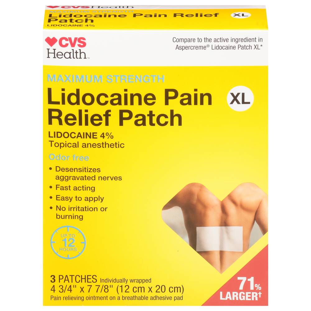 CVS Pharmacy Maximum Strength Lidocaine Pain Relief Patch Xl