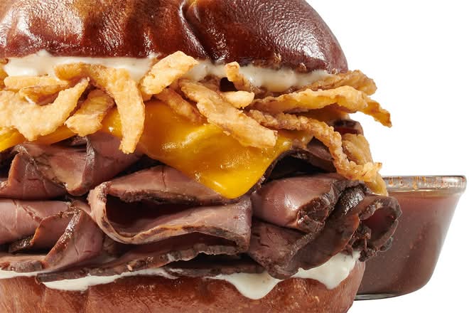 Beef & Cheddar on Pretzel Bun