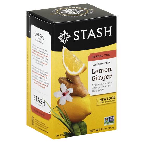 Stash Caffeine Free Lemon Ginger Herbal Tea Bags (20 ct, 1.1 oz)