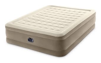 Intex Ultra Plush Air Mattress With 120v Internal Pump, Queen, Beige