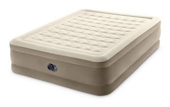 Intex Ultra Plush Air Mattress With 120v Internal Pump, Queen, Beige