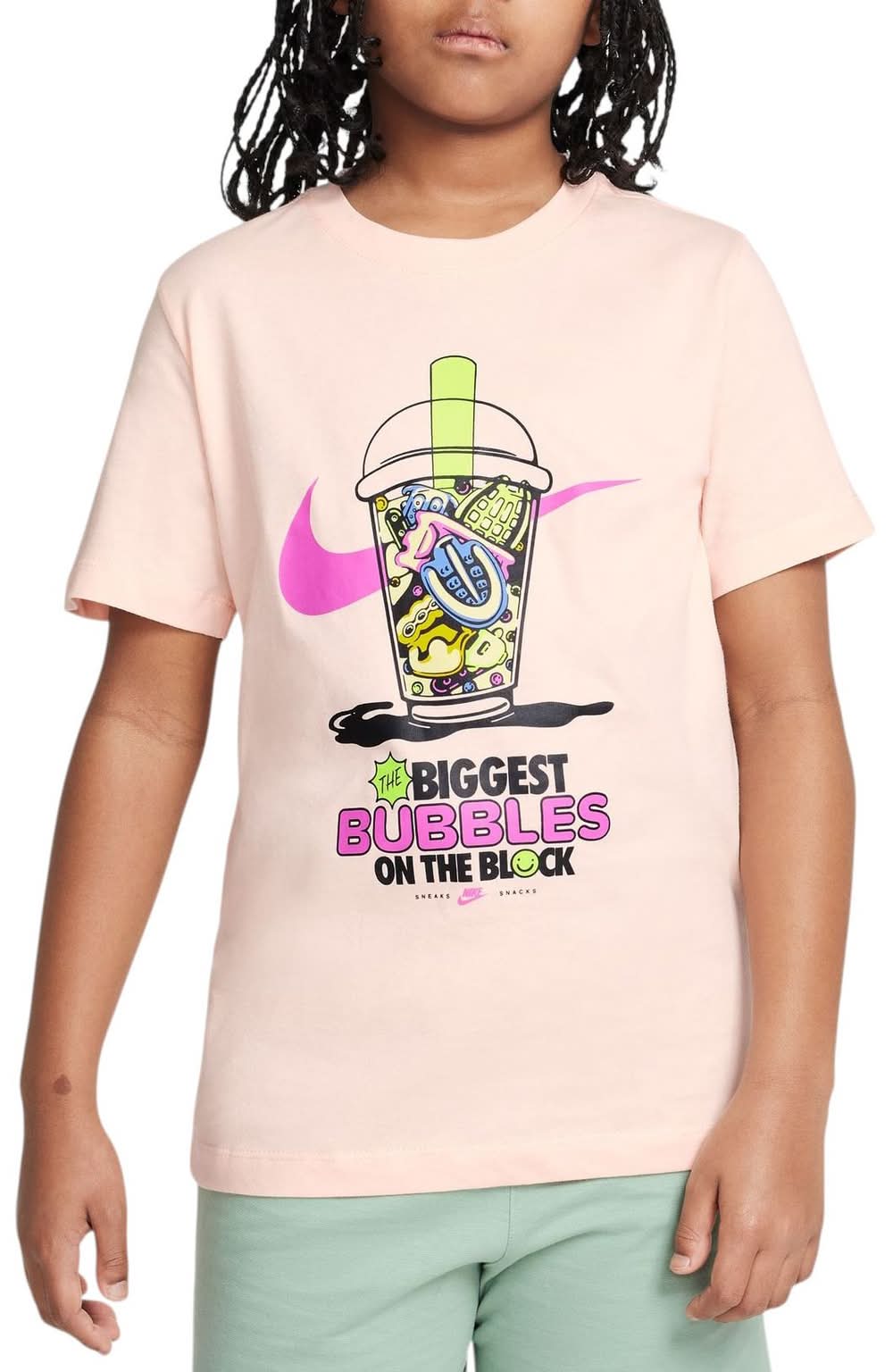 Nike Girls' Sportswear Boba Graphic T-Shirt (Washed Coral, M)