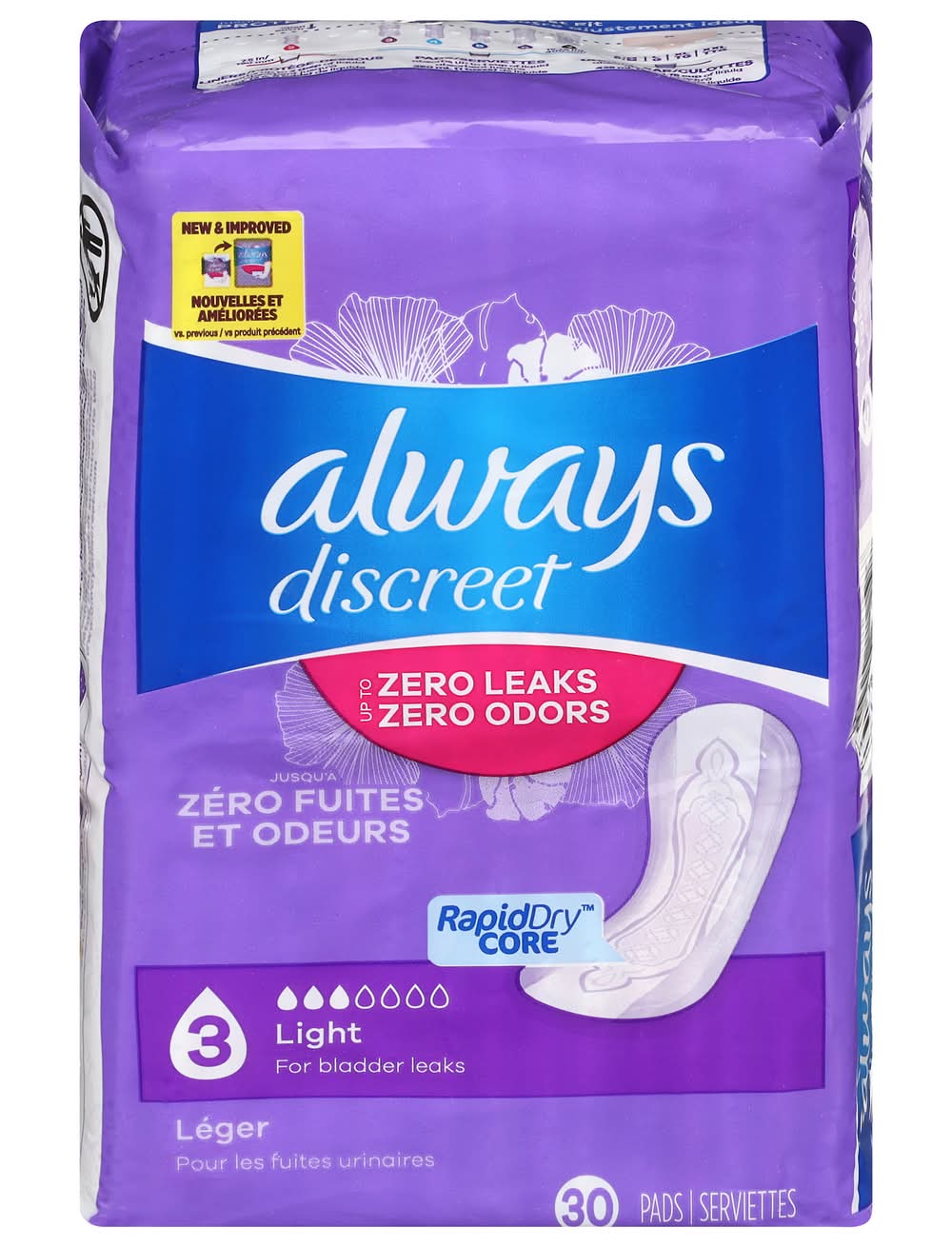 Always Zero Leak Zero Odors Sanitary Pads (11.64 lbs, 30 ct)