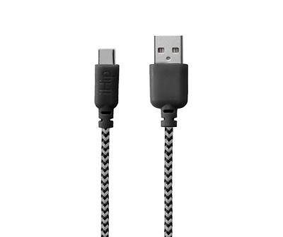 Black & Gray Usb-C 6' Braided Cable