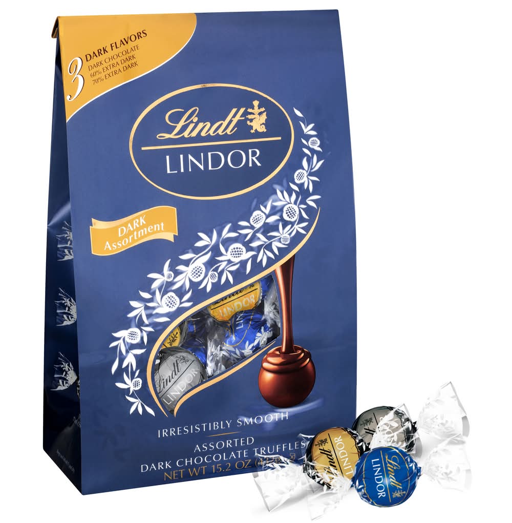 Lindt Lindor Irresistibly Smooth Dark Chocolate Truffles, Assorted (15.2 oz)