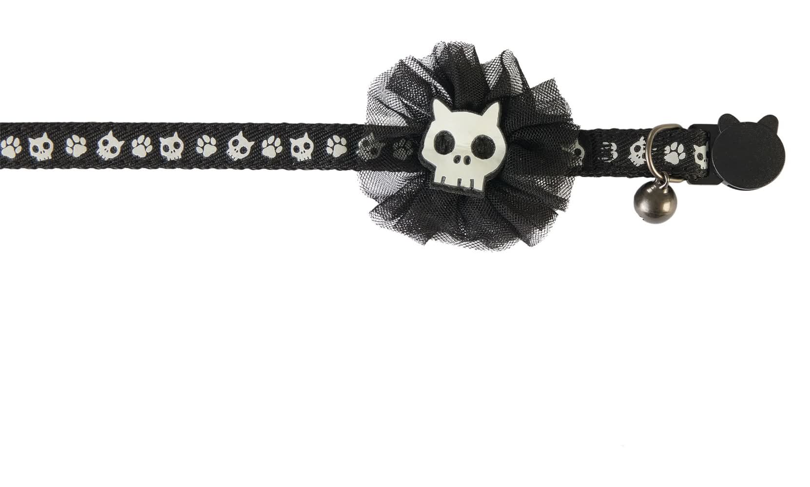 Thrills & Chills™ Halloween Skull Kitten & Cat Collar (Color: Black, Size: Kitten)