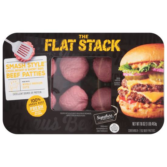 Signature Select the Flat Stack Smash Style Beef Patties (8 ct)