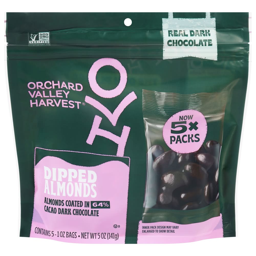 Orchard Valley Harvest Dipped Almonds, Real Dark Chocolate (5 x 1 oz)