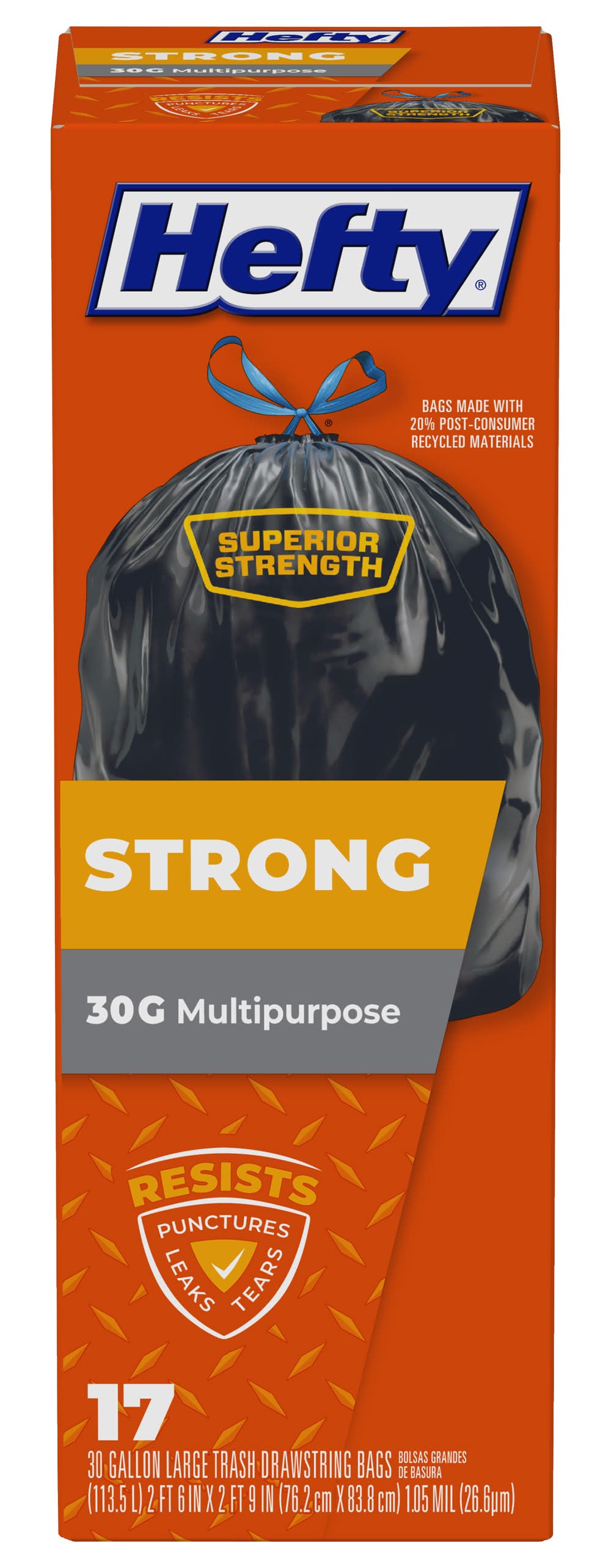 Hefty Strong 30 Gallon Large Drawstring Multipurpose Trash Bags (17 ct)