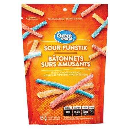Great Value Sour Funstix Fruit Flavoured Candy Mix (155 g)