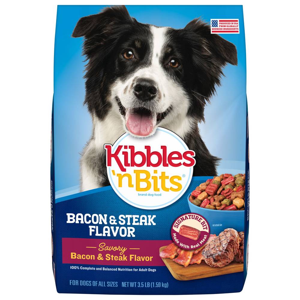 Kibbles 'n Bits Adult Dog Food, Bacon & Steak (3.5 lbs)