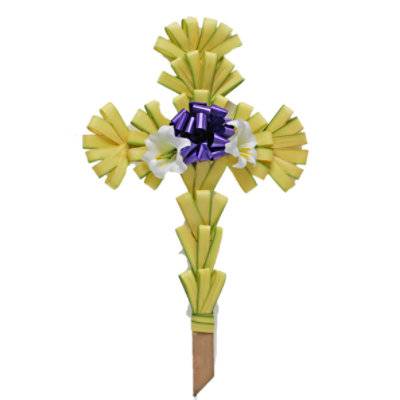 Easter Palm Cross With Silk Lily Blooms And Ribbon - Ea