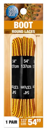 Shoe Gear Boot Round Laces, 54 in, Brown-Yellow