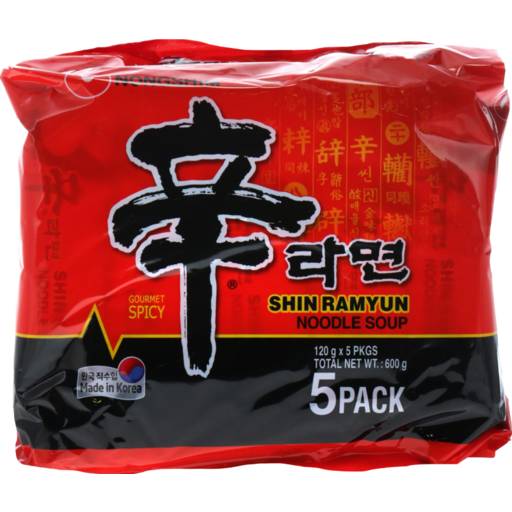 Nongshim Gourmet Spicy Shin Ramyun Noodle Soup (5 x 120g)