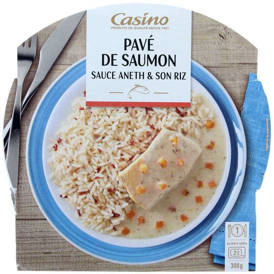 Pavé de saumon - Sauce aneth et riz - Plat cuisiné 300g CASINO