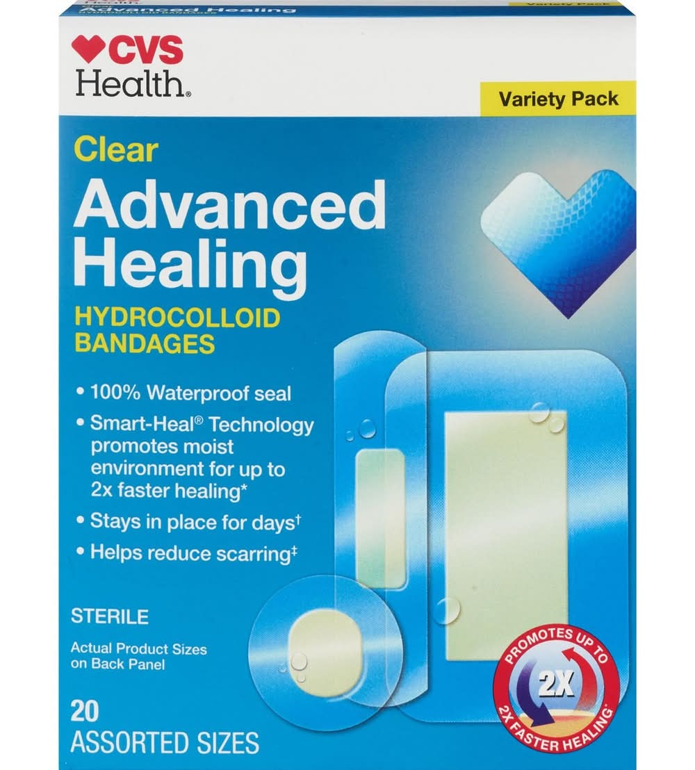 CVS Health Clear Advanced Healing Hydrocolloid Bandages, Assorted (20 ct)