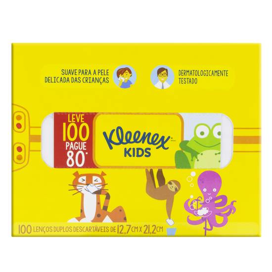 Kleenex lenços de papel duplo dia a dia kids (100 lenços)