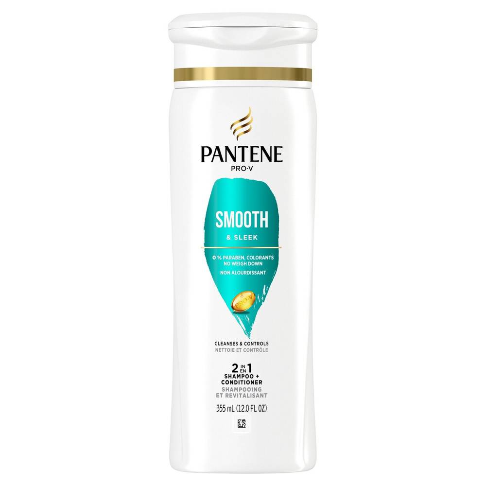 Pantene Pro-V Smooth & Sleek 2-in-1 Shampoo & Conditioner, 12 OZ