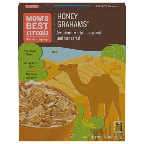 Mom's Best Honey Grahams Sweetened Whole Grain Wheat and Corn Cereal