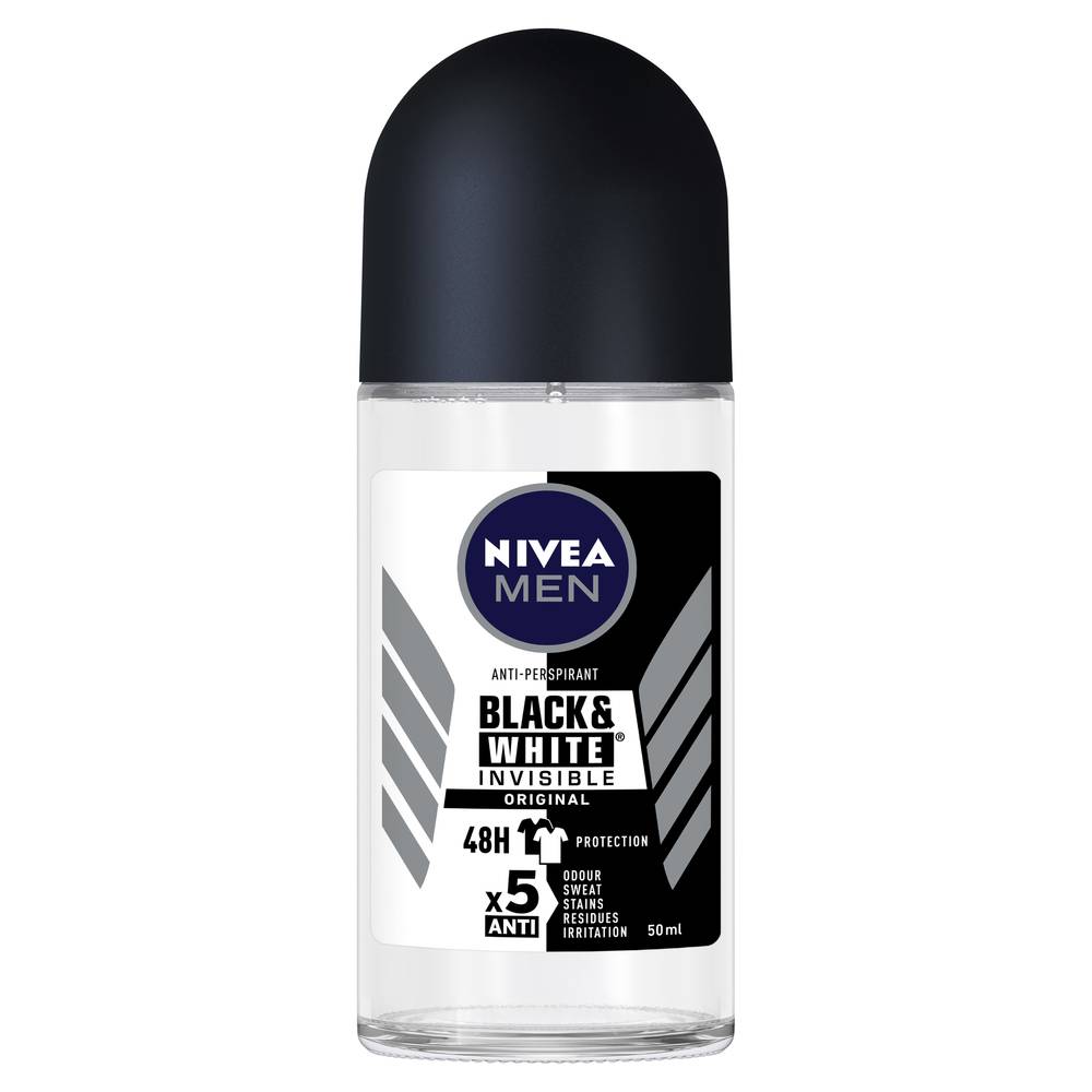 Nivea Men Black and White Invisible Roll on Antiperspirant Deodorant 50ml