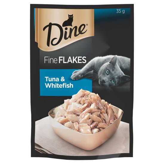 Dine Fine Flakes Tuna & Whitebait Wet Cat Food Pouch 35g