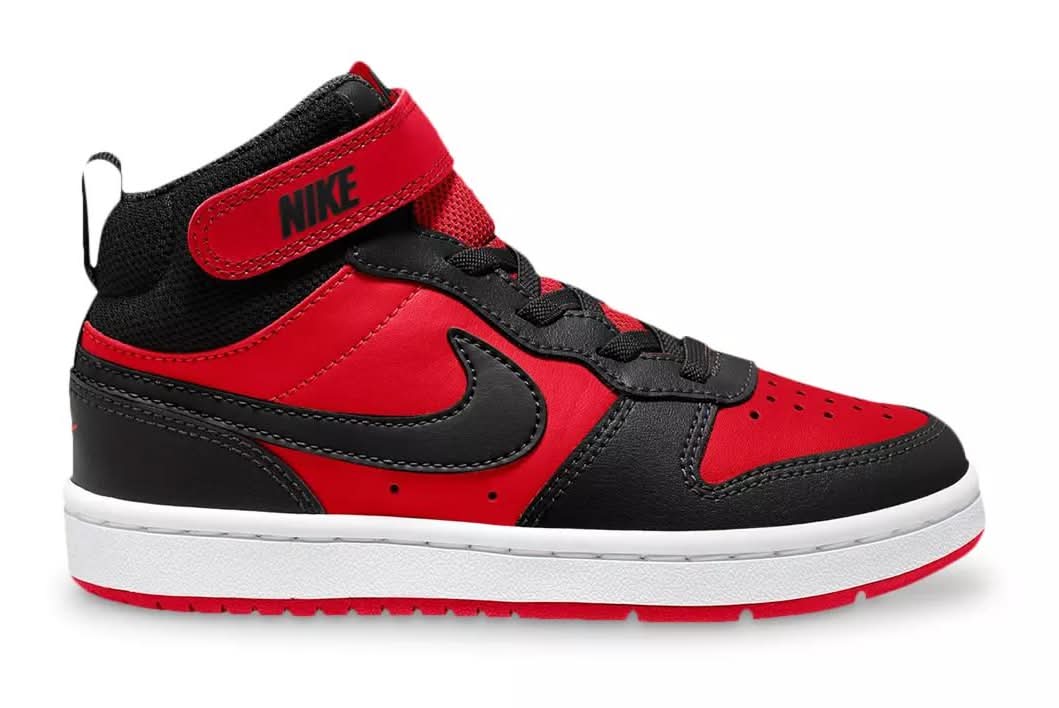 Nike Court Borough Mid 2 Sneaker - Kids' (Black/Red Medium - 2 Youth)