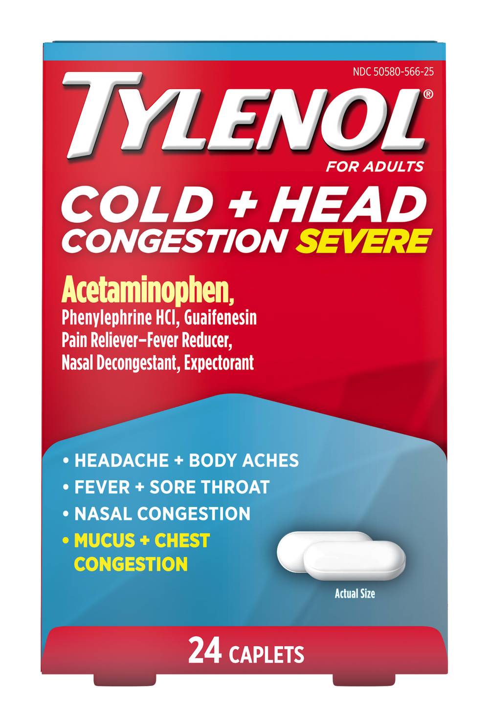 Tylenol Adult Cold + Head Congestion Severe Relief Caplets (0.5 oz, 24 ct)