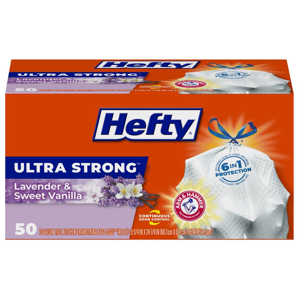 Hefty Ultra Strong Gallon Drawstring Lavender & Sweet Vanilla Tall Kitchen Bags